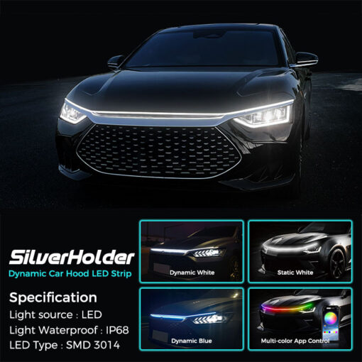 SilverHolder™ Dynamic Car Hood LED Strip SilverHolder