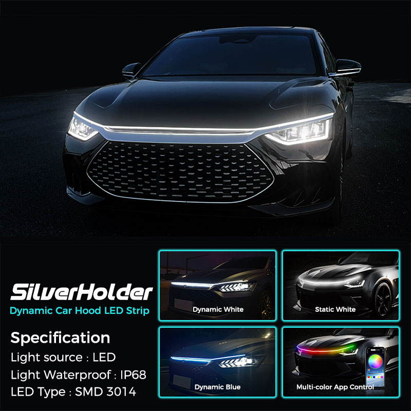 2023 Dynamic Scan Start Up Hoodbeam Kit - 【New Version】 Exterior Car LED  Strip, Durable & Waterproof Hood Light Strip, Flexible Car Hood LED Light